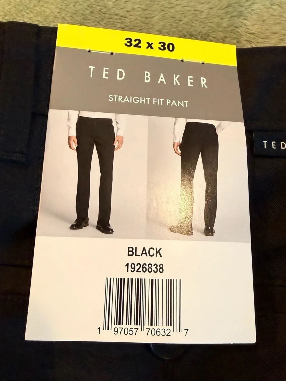 Ted Baker Men’s Straight Fit Dress Pants Black 32x30 NWT Flat Front